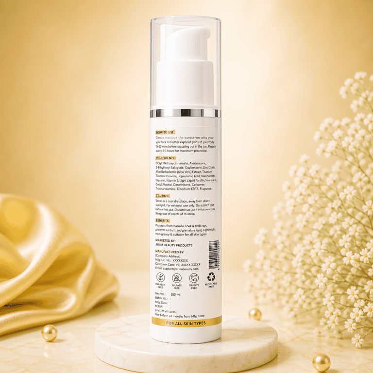 Arina SPF 50 PA+++ Broad Spectrum Sunscreen | UVA & UVB Protection